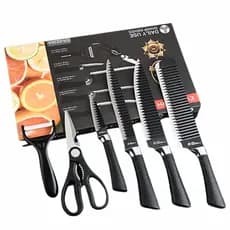 Kit Facas Inox com Descascador E Tesoura 6 Peças GoldenUltra