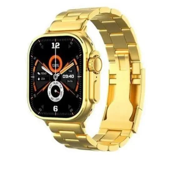 Smartwatch Ultra Gold 24k Relogio Inteligente 2 Pulseiras