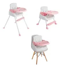 Cadeira Cadeirão de alimentação bebe portatil 3 em 1 Styll Baby - Rosa