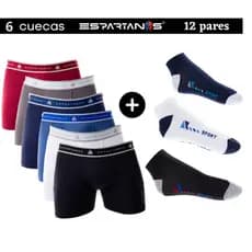 Kit Com 6 Cuecas Boxer Masculina + 6 pares de meias