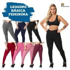Calça Legging Fitness Feminina Básica Cós Alto Academia