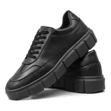Tênis Masculino Preto Plataforma Tratorada Estilo Urbano Conforto Moda Atual com Relógio