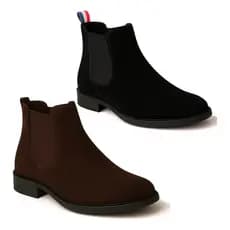 Kit 2 Botina Chelsea Masculina Cano Médio em Couro Camurça Conforto e Estilo Casual