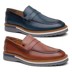 Kit 2 Sapato Mocassim Masculino Social Couro Loafer Drive Slip on Mule Moderno Escritório Trabalho Casamento