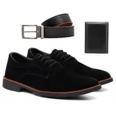 Sapato Masculino Social Oxford Elegante Formal Esporte Fino Couro  Com cadarço Sola Costurada + Carteira e cinto