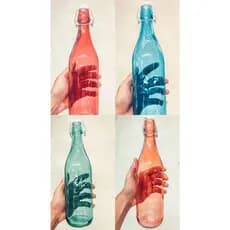 Garrafa de Vidro 1L Texturizada e Colorida Com Tampa Hermética