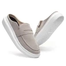 Loafer Mule Masculino em Couro Camurça Premium Slip On Calce Facil Iate de Calçar Alpargatas