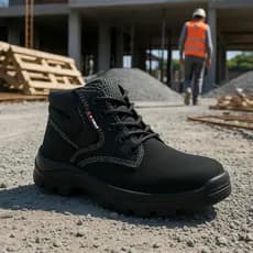 Bota Masculino para Trabalhos com Segurança na Sola Emborrachada e Resistente Marrom e Preto