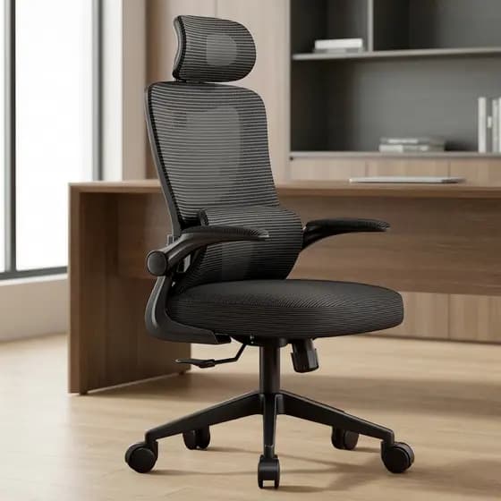 Cadeira Escritório Ergonômica Giratória Ajustável Delin Vertex Em Mesh Com Suporte Lombar