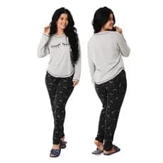 Promoção Pijama Longo Personagens Inverno Linha Noite Confortável Estampado 330