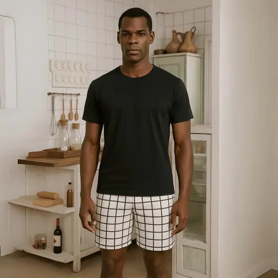 Pijama masculino curto Xadrez 100% algodão [O MELHOR DA SHOPEE]