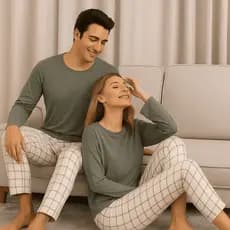 Kit Pijama Casal Namorados Inverno Meia Estação Estampa Combinando Feminino Masculino