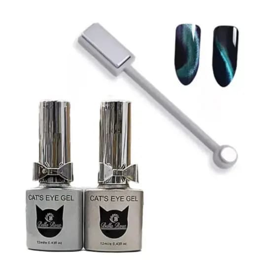 Kit 2 Esmaltes Em Gel - Bella Rosa - Olho De Gato - Com Imã