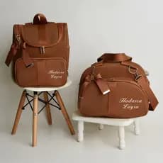 Kit Bolsa Maternidade personalizado l Bordado 2 peças Mala e Mochila
