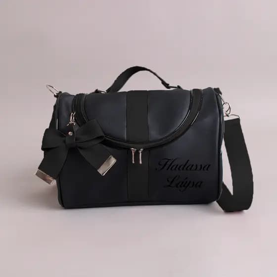 Bolsa Frasqueira Preta Personalizada Térmica Maternidade Premium Luxo Impermeável com Laço