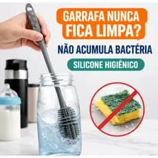 Escova Silicone 31cm Para Garrafa Térmica Mamadeira E Copo Limpeza Profunda