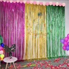 Cortina Metalizada Franja Decoração de Festa Painel 2x1m colorido fita metalizada Ano novo