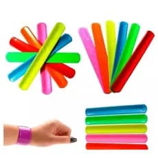 Kit 12/24 ou 36 Pulseira Bate Enrola Lisa Colorida Festa Neon envio imediato
