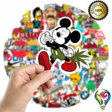 Adesivo Mickey Sticker Para Bike Skate Moto Capacete Carro Caminhão notbook