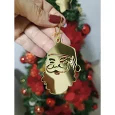 Kit Enfeites Papai Noel Natal 10 unid Acrílico Papai Noel c/ cordão Decoração Natalina