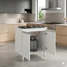Balcão com Tampo para Cooktop até 6 Bocas MDF Branco