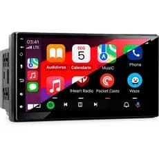 Central Multimídia Mp5 7 Tela de Vidro IPS Carplay Android Auto Sem Fio Espelhamento USB BT