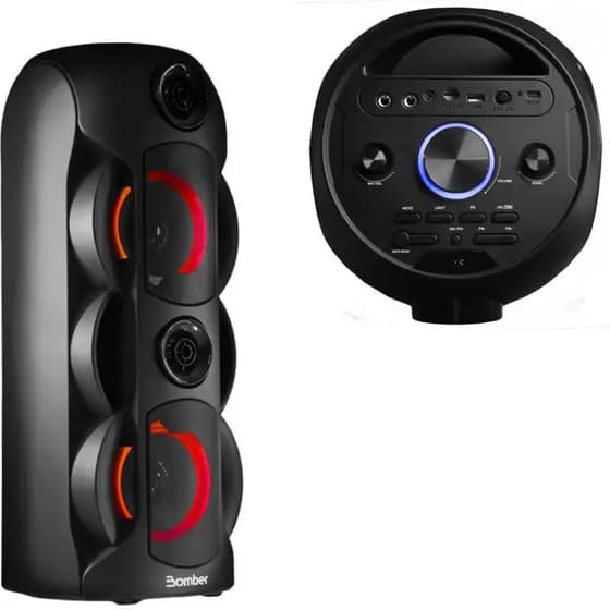 Caixa de Som Portátil Amplificada Bluetooth Karaokê Usb Mic Bomber Party 800 4400mAh Som Potente