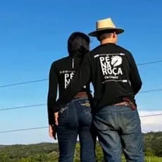 kit casal Lê e Luiz Country com Body e blusa masculina com proteção solar  50 cor Preta com Silk