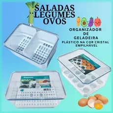 Kit 3 Potes Organizador Saladas + Ovos + Legumes P Geladeira