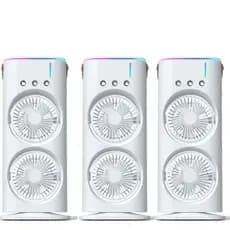kit 3 Ventiladores Brancos Refrigera Ambiente e Umidifica