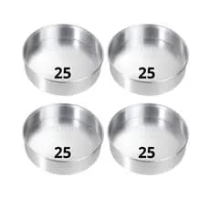 Kit 4 Formas Redondas 25x5 cm Fundo Fixo em Alumínio Jogo de Assadeira Resistente