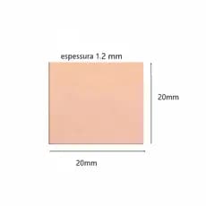 Chapa de Cobre Dissipador de Calor 20mm X 20mm X 1.2mm - UNIDADE