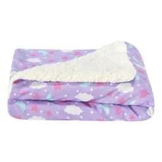 Mantinha Bebê Cobertor Coberdrom Sherpa Berço Lua Lilas Menina 100% algodão