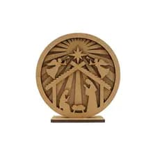 Presépio Natal 3d mdf marrom claro Lembrancinha Cristã para Decoração religioso 10cm