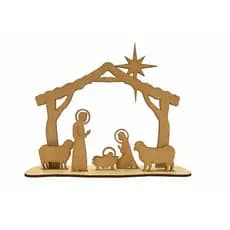 Presépio lembrancinha mdf 3mm cru marrom claro 15cm de altura