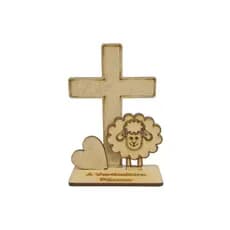 25 Lembrancinhas Páscoa Mdf Cruz Ovelha Cristã.
