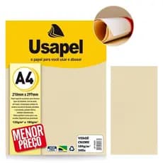 Papel Vergê A4 180g Pacote 50 Folhas Cor Creme Usapel