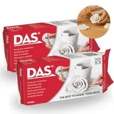 Massa para Modelar DAS Branca Kit 2kg Cerâmica Fria Artesanato Massa Biscuit Escultura Seca ao Ar