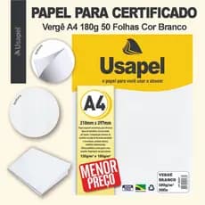 Papel para Certificado Vergê A4 180g 50 Folhas Cor Branco para Impressora Jato Tinta ou Laser