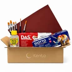Kit Artesanato com Massa DAS 1Kg Verniz Vitral Tinta Acrílica Lixa e Pincéis Sintéticos Total 10pcs