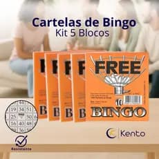 Kit com 5 Blocos Cartela de Jogo Bingo Cor Jornal 100fls cada 11x10cm para festas reuniões eventos