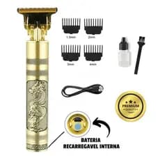 Máquina de Cortar Cabelo Profissional Sem Fio Aparador de Barba Acabamento Barbeador Elétrico T9