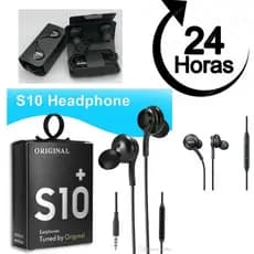 Kit com 3 Fones de Ouvido S10+ Intra Auricular Preto Com Fio e Microfone | Som Estéreo Qualidade Áudio Celular