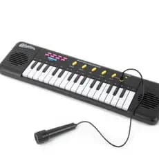 Teclado Infantil Musical preto com Microfone