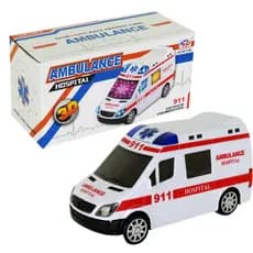 Carrinho de ambulância com sirene som e luzes