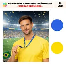 Apito Esportivo com Cordão Brasil - Seleção Copa do Mundo Brasil (1 Und)