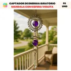Captador De Energia Giratória Fengshui: Mandala com Esfera Violeta