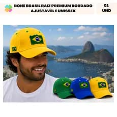 Boné Brasil Raiz (Aqui é o Brasil) Premium Bordado Ajustável e Unissex (1 Und)