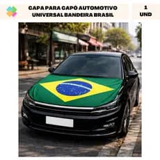 Capa para Capô Automotivo Universal Bandeira Brasil Torcida Futebol