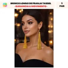 Brinco Feminino Longo de Franjas Tassel Elegante Moda Festa (1 Par)